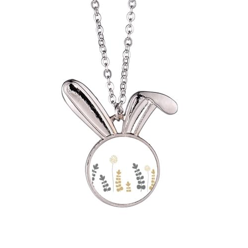 Collier avec pendentif en forme de lapin motif pissenlit pendentif chaîne femme