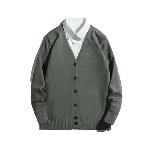 Men’S Fake Two-Piece V-Neck Sweater Pullover Layered Look Gentle Casual Versatile Loose Fit Knitted Top Long Sleeve