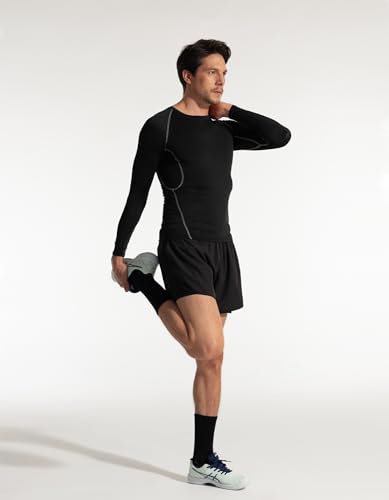 CLOSEMATE 6 Pares Calcetines Deporte Largos Hombre Deportivos Antiampollas Altos Antisudor Antideslizantes Transpirable Compresión Para Running Senderismo Trekking Ciclismo(6NegroGris,L) - imagen 2