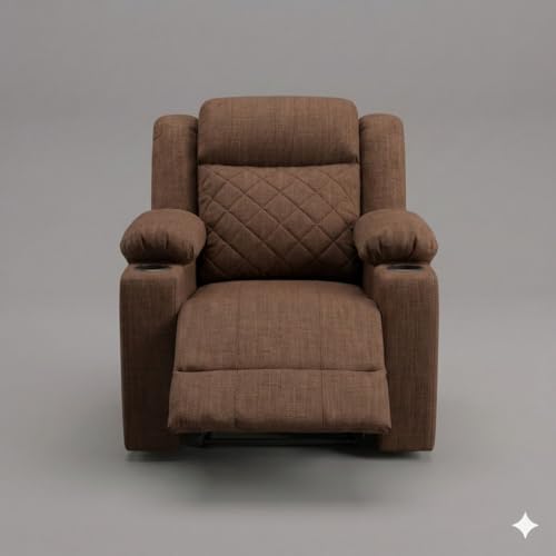 Image of Amazon Brand - Solimo Cosmo | Single Seater Sofa Recliner | Manual Recliner (Velvet Brown) | 1 Year Warranty