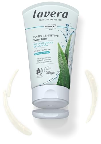 lavera basis sensitiv Waschgel Bio Aloe Vera & Jojoba ∙ Belebt & erfrischt ∙ Vegan Bio Pflanzenwirkstoffe Naturkosmetik Natural & innovative Gesichtsreinigung ,125 ml (1er Pack)
