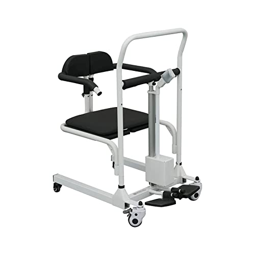 Electric Patient Lift Wheelchair for Home, Transfer Chair Wheelchair W/ 180° Split Seat, Bed to Toilet Bedside Commode W/Four-wh