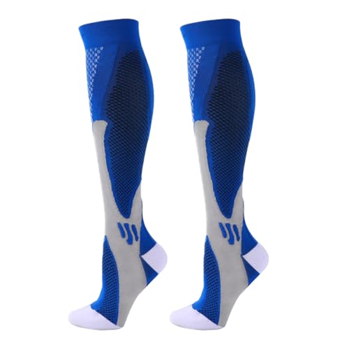Meia de Alta Compressão 3/4 Performance Estimula Circulação (P (33-35), Azul)