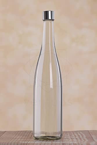 Image of PRAMUKH FASHION Glass Water Bottle with Plastic Silver Screw Cap for Beverages, Oil, Vinegar, Beer, Water, Soda, Airtight Lid & Leak Proof Cap - (Plain Narrow Mouth) (2Liters, Voss Bottle)