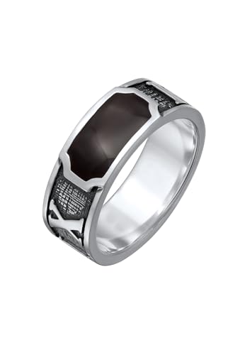 Bague pour homme chevalière en argent sterling 925 oxydé 8 mm émail chiffres romains 60-66