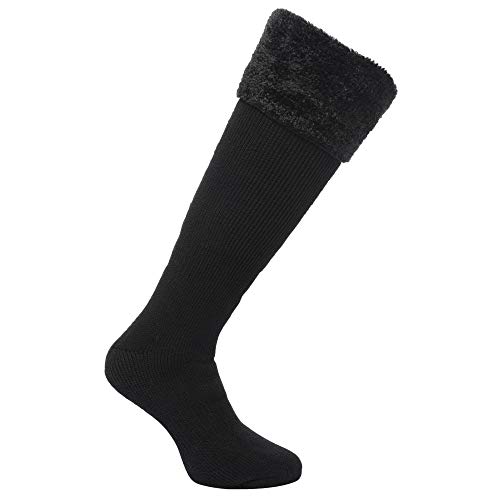 Regatta - Calcetines para botas de aguas con puño de pelo para mujer (36-38) (Negro)