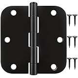 Utopia Home 18 Pack Matte Black Door Hinges - 3.5 Inch Rounded, Interior/Exterior Use, 5/8' Radius Edges