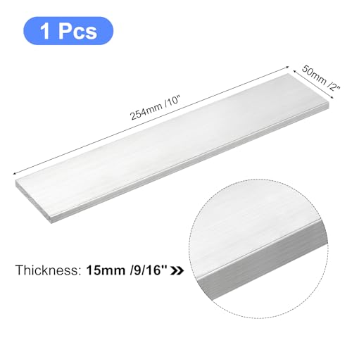Image of uxcell Square Aluminum Flat Bar, 9 /16 inch Thick 2 inch Width 10 inch Length Square Aluminum Bar 6061 Aluminum Flat Plate, 15 x 50 x 254mm T6511 Solid New Mill Stock for Industrial Building