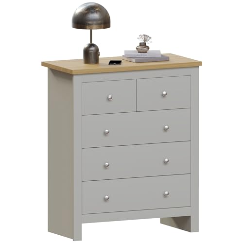 Vida Designs Arlington 3+2 Drawer Chest, Grey