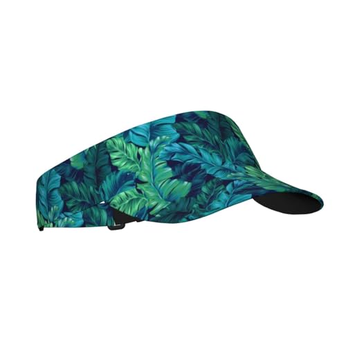 Tropical Hawaii Palm Tree Leaf Green Sports Sun Visor Hats-Adjustable Visor Cap-for Women and Men-for Running Tennis Golf
