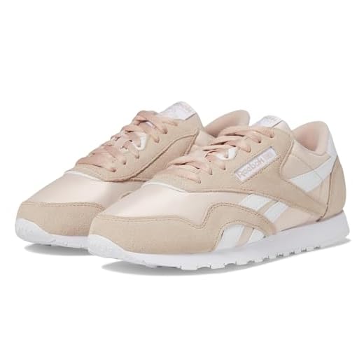 Reebok Tênis feminino Cl Nylon Mh Fashion, Estuque rosa/calçado branco/calçado branco, 38