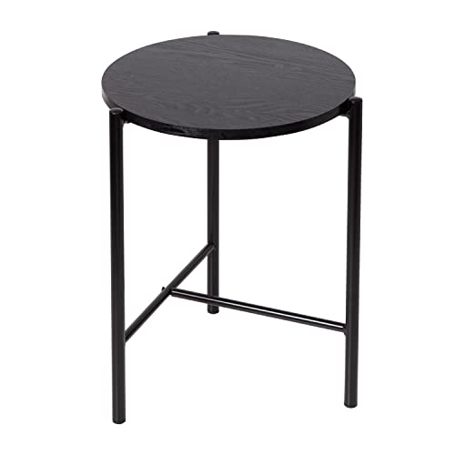 Honey-Can-Do Round Side Table With T-Pattern Base, Black Tbl-09250 Black #TOP1