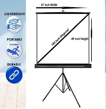 Image of Spline Cineview 7.3 x 4.1 Feet, 87x49 Inches, 100 Inches Diagonal in 16:9 Aspect Ratio Tripod Projector Screen Supports Full HD 1080P UHD-3D-4K Technology with #Stand(White) Recently launched#1