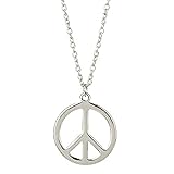Hippie Style Peace Sign Necklace Metal Love Peace Sign Pendant Necklace Vintage Retro Party Dressing Accessories Adjustable Collar Jewelry for Women Men-silver
