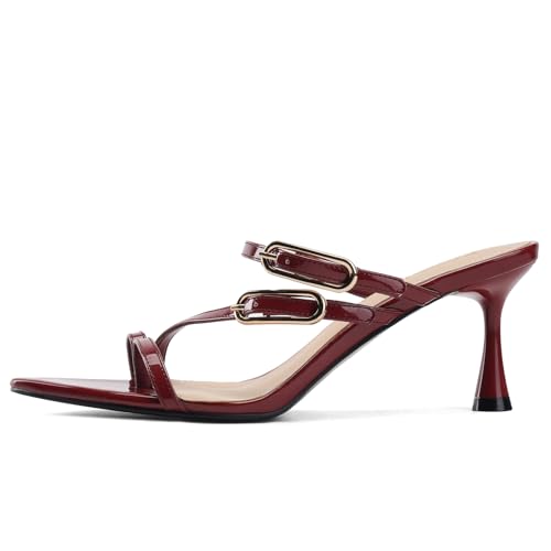 Image of Women's Stiletto Flip Flop Sandals Pointed Toe Open Toe Thin Strap Mules Comfortable Non Slip Soft Soled High Heeled Sandals Wedding Parties Slip On Dress Shoes