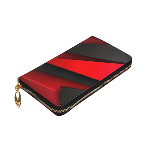 Red Black Wallet for Men Women Long Purse Leather Clutch Large Business Handbag Travel Phone Holder Credit Card Holder Money Case with Zipper Leather Wallets Gift3