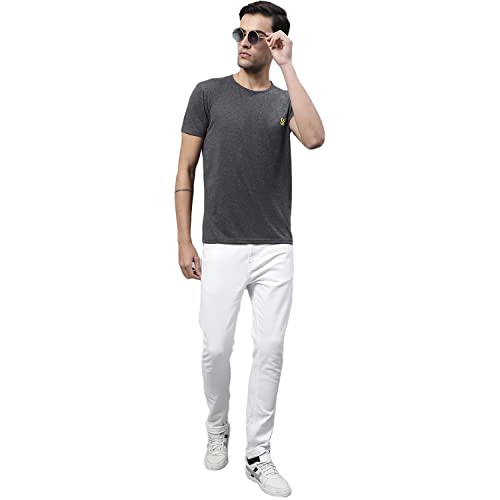 Image of Mack Jonney Men Round Neck Cotton Solid Regular Fit T-Shirt-T Anthraa 01-P