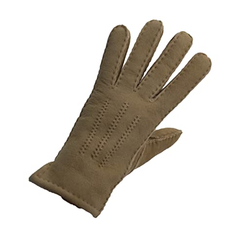 Reissner Lammfelle warme Merino Lammfell Finger Handschuhe für Damen und Herren HDS-FINGER1-M-BEI beige M (Handumfang 19cm)