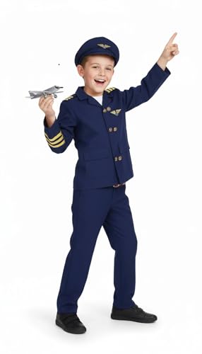 Image of Community Helper Uniform Costume for Kids | Role Play pilot, Traffic police, Navy Fancy Dress for School Functions & Theme Parties