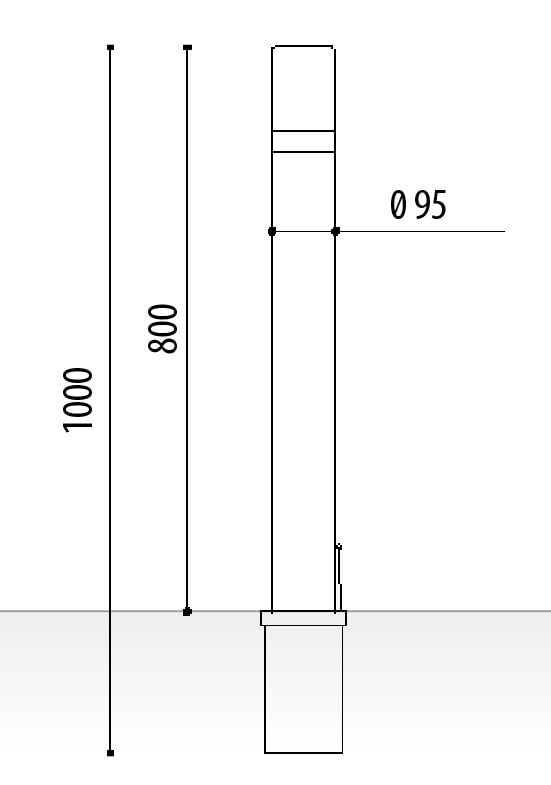 ADO Barcelona Pilona Bolardo Extraíble con Llave Superior de Hierro 1000 mm 95 mm Anillo Acero Inoxidable 2 Pilonas