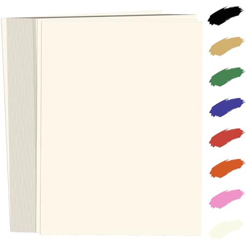 100 Sheets Beige Card Stock 8.5 x 11in 250GSM 92lb Cardstock Card Stock Construction Paper Heavy Weight Printer Paper for Invitations Stationery Printing Scrapbooking Crafts DIY Cards