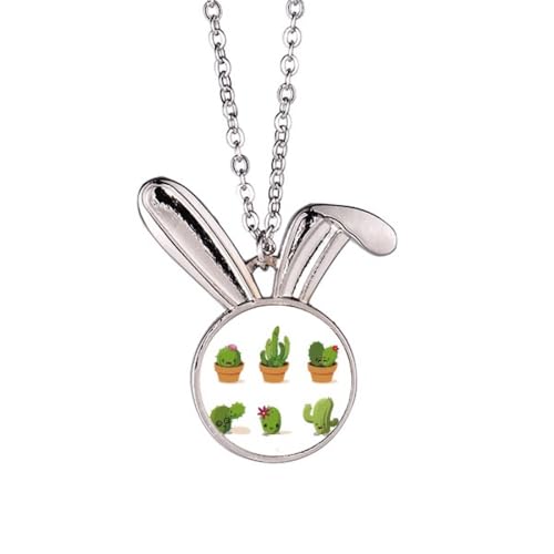 Collier cactus et plante grasse pendentif anti-ternissement pour peau sensible