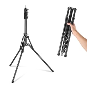 NEEWER Light Stand with 180° Reversible Legs, 70″/178cm Portable Travel Tripod Stand 1/4″ Screw & 5/8″ Stud for Indoor Outdoor Photography Speedlite Strobe Ring Light Softbox, ST178B, Black