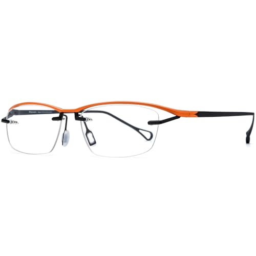 Image of FONEX Pure Titanium Glasses Frame Men Semi Rimless Square Eyeglasses Eyewear DTX416