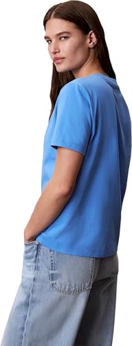 Calvin Klein Women's A- Inst. Logo Classic Tee Ss Lv047C912G Graphic Tees, Blue (Marina), XS 2
