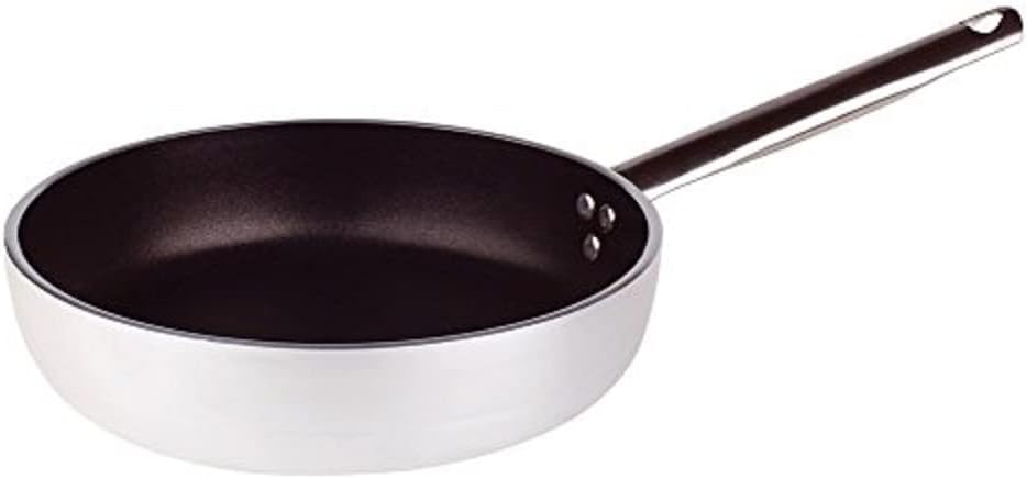 Pentole Agnelli Aluminium Anti - Adherent Professional Straight Frying Pan 5 Mm. Thick with Tubular Steel Handle, Diameter 32 Cm.