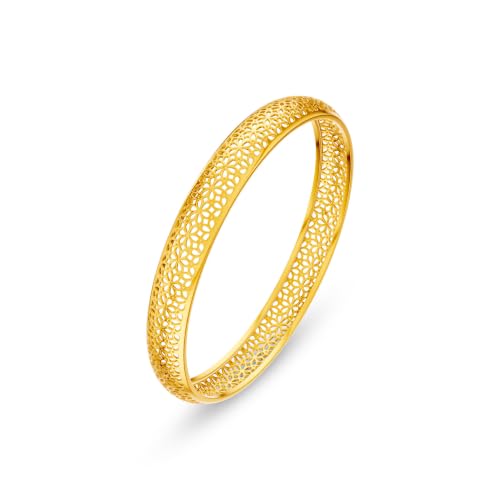 Image of KISNA 9KT Florissa Gold Bangle For Women | BIS Hallmarked Yellow Gold Bangle | Lightweight Daily Wear Gold Jewellery | Gift for Wife, Mother & Sister | S 2.6 Anna