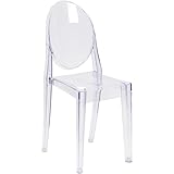 Flash Furniture Ghost Side Chair in Transparent Crystal, 1 Pack