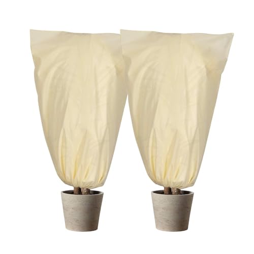 DONGKER Cappuccio Protezione Piante,2 Pezzi Copertura per Svernamento in Tessuto Non Tessuto con Coulisse e Cerniera Sacco di Protezioni Invernale per Piante da Esterno