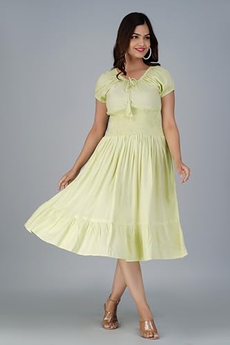 Image of Denarius Women's Rayon Short Sleeves Round Neck Solid A-Line Gown Dress