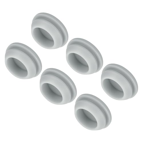 Image of MECCANIXITY 6pcs Silicone Snap in Locking Hole Plugs,18mm /0.7 Inch Mounting Diameter Narrow Groove Width 2mm Panel Seal Cover Round for Kitchen Bulkheads Waterproof Sealing Plugs Grey