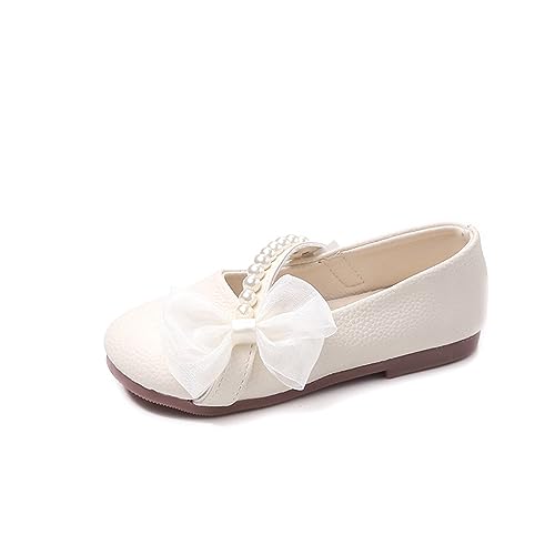 Eliogn Girls Dress Shoes Mary Jane Wedding Flower Girl Flats Pearl Glitter Rhinestone Princess Shoes for Kids Toddler Sparkle Butterfly Ballet Flats Fashion Party Roman Shoes