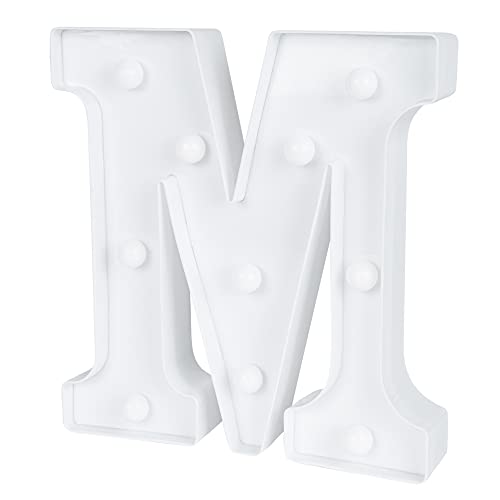 Image of Restaurantware Illumify 8.1 x 1.2 x 8.7 Inch Light Up Letter 1 Durable Marquee LED Light - Letter M Touchproof White Plastic Party Light Keyhole Slot For Parties Weddings Or Special Events