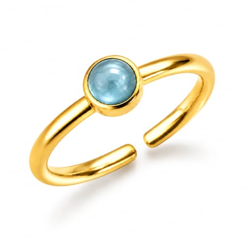 Natural Aquamarine Ring for Women 925 Sterling Silver Adjustable Open Ring - image 1