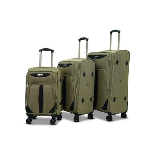 Image of AMERICAN TRAVELLER TourisForever Trolley Bag Set-3 | Durable Handle | Cabin Medium Large, Expandable Travel Suitcase, Heavy-Duty Nylon, 3 Digit Number Lock, 360 Lego Wheels, Durable Handle