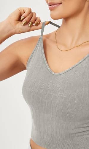 ODODOS Seamless Padded Sports Bra for Women Criss-Cross Back Longline Wirefree Brami Ribbed Crop Tank Tops4