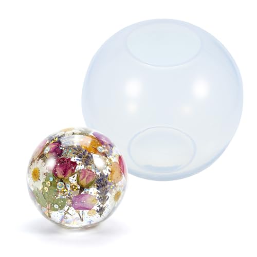 3 Inch Sphere Mold Clear Seamless Sphere Silicone Molds for Resin One-Piece Design Round Ball 3D Epoxy Resin Molds for Candle Wax Soap Casting Jewelry