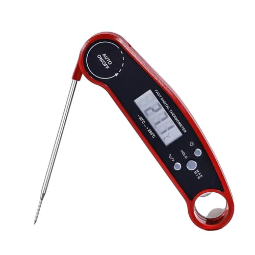 Greenfields Digital Meat Thermometers for Kitchen, IP65 Waterproof Food Thermometer with Temperature Probe, Oven BBQ Grill Roast, Instant Read Cooking Thermometer with Large LCD Sugar Jam Oil (Red)