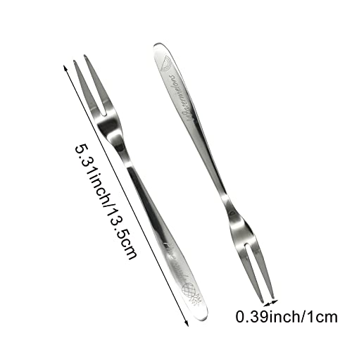 Pinenjoy 8Pcs 5.3Inch Cocktail Forks 18/10(304) Stainless Steel Appetizer Forks Set Small Crab Forks Carved Fruit Pattern For Dessert Cheese Olives Salad Escargot Charcuterie Board #TOP2