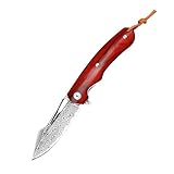 HDRNCH VG10 Klappmesser einhandmesser Griff aus Palisander Damaszener-Muster Outdoor Survival Messer für Camping Survival Knife Einhandmesser
