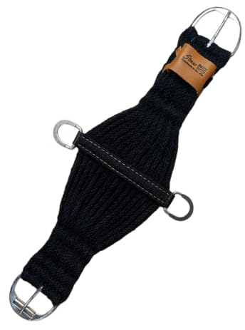 5 Star Equine 100% Mohair Black Colored Western Roper Cinch - Roller Buckle (28