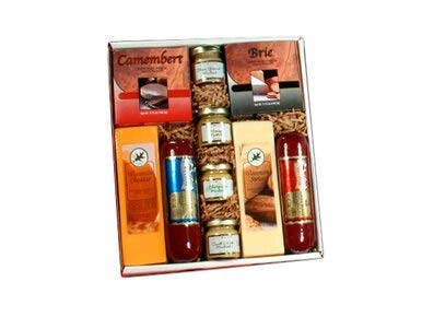 Caja de regalo surtida de queso y salchichas para fiestas navideñas