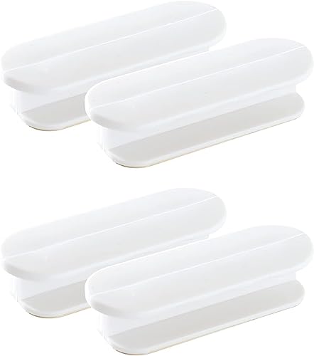 Image of Adhesive Cabinet Handles, Self-Stick Instant Cabinet Handles Alloy No Drilling Push Pull Handles Helper for Kitchen Cabinet Drawer Window Sliding Closet (White, 4 Pcs)