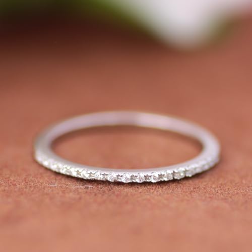 14K Gold Moissanite Wedding Bands for Women, 1.5mm Moissanite Stacking Rings, 14K Gold Eternity Bands for Women3