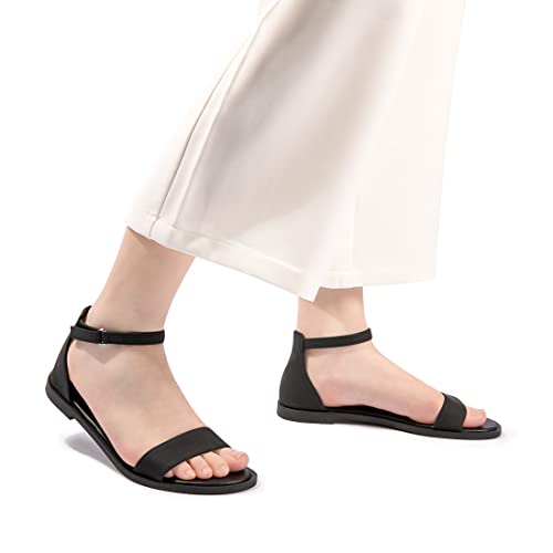 Lm Women'S Flat Sandals Open Toe One Band Ankle Strap Sandals Casual Summer Flat Sandals thumb #4