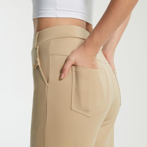 AFITNE Women's Yoga Dress Pants High Waist Pull On Dressy Work Pants Stretchy Business Casual Ankle Length Trousers3